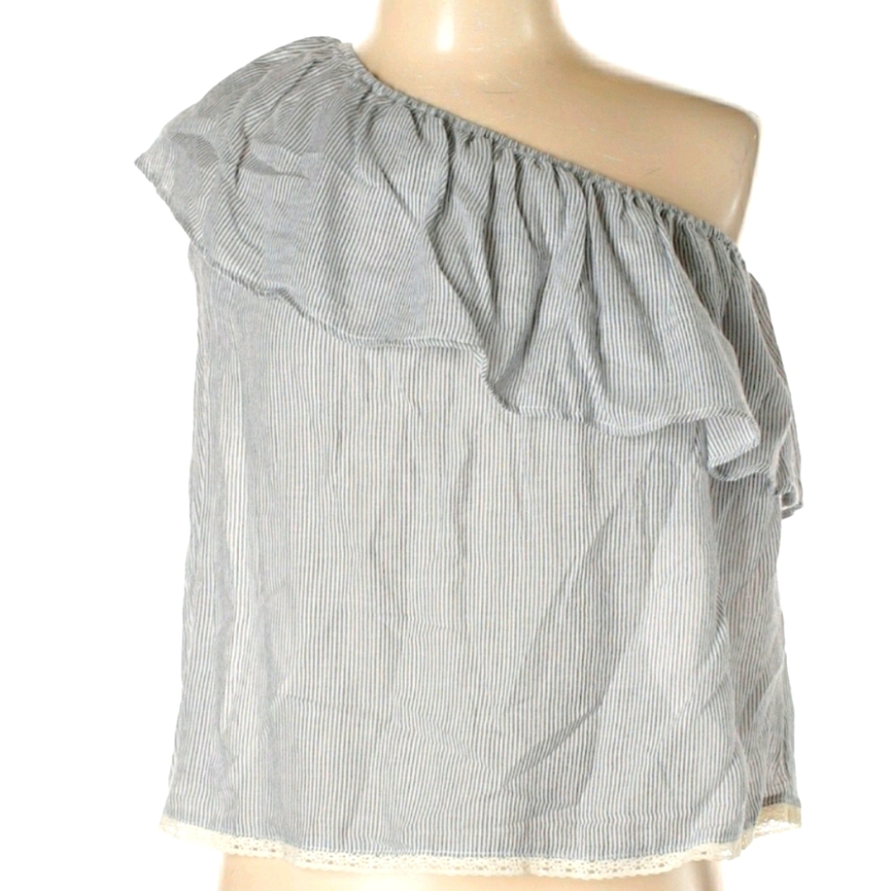 Jolt one Shoulder Navy & White Striped Top